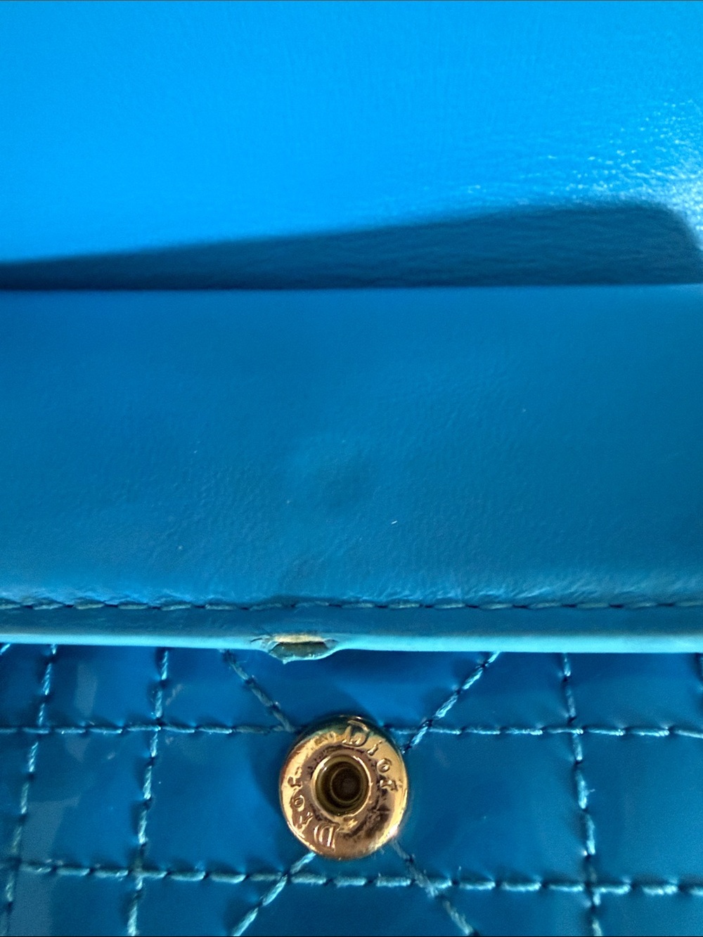 Christian Dior Lady Dior Cannage Patent Leather Turquoise Wallet - Picture 6 of 12